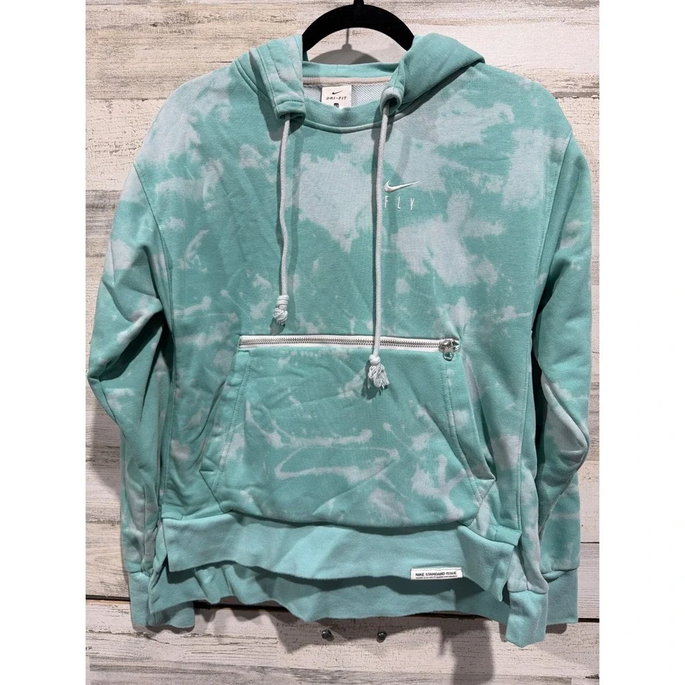 Nike Fly Hoodie Women XS Teal Tie Dye Standard Issue Dri-FIT Pullover EUC